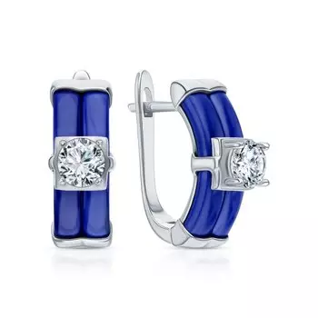 Серебряные серьги с фианитами и керамикой