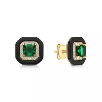 Серебряные серьги с фианитами и керамикой