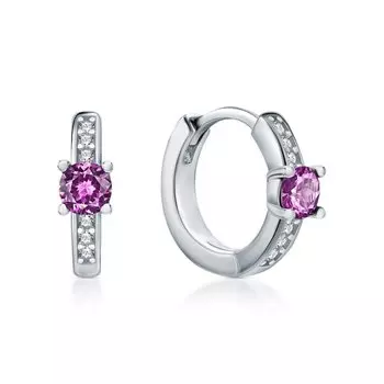 Серебряные серьги с фианитами и корундом