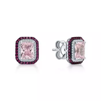 Серебряные серьги с фианитами и корундом