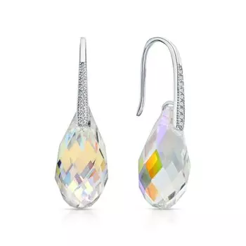 Серебряные серьги с фианитами и кристаллами