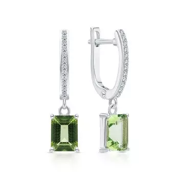 Серебряные серьги с фианитами и кварцами природными