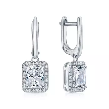 Серебряные серьги с фианитами и кварцами природными