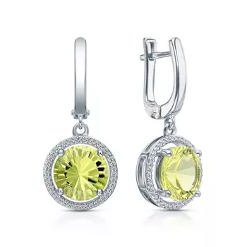 Серебряные серьги с фианитами и кварцами природными