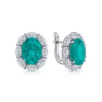 Серебряные серьги с фианитами и кварцами имитациями