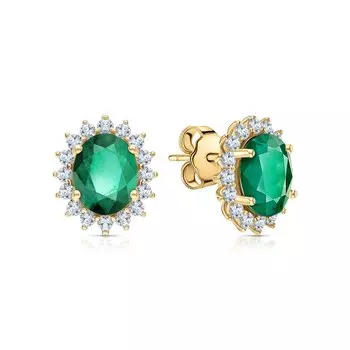 Серебряные серьги с фианитами и кварцами природными