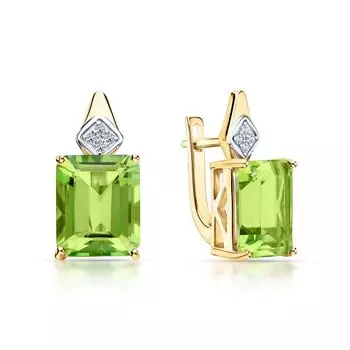 Серебряные серьги с фианитами и кварцем