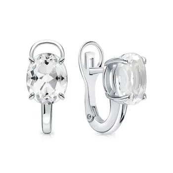 Серебряные серьги с фианитами и кварцем природным