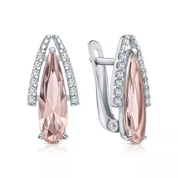 Серебряные серьги с фианитами и морганитами синтетическими