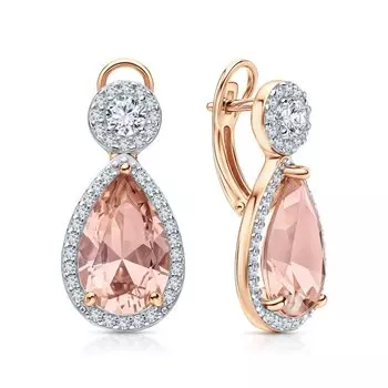 Серебряные серьги с фианитами и морганитами синтетическими