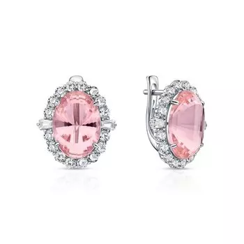 Серебряные серьги с фианитами и морганитами синтетическими