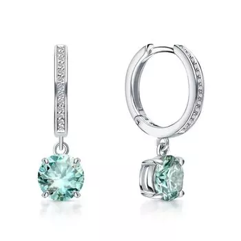 Серебряные серьги с фианитами и муассанитами