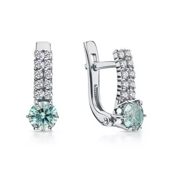 Серебряные серьги с фианитами и муассанитами