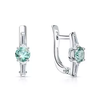 Серебряные серьги с фианитами и муассанитами