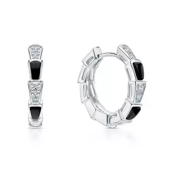 Серебряные серьги с фианитами и ониксом