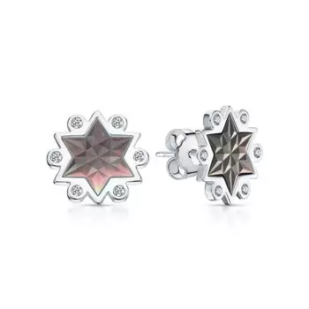 Серебряные серьги с фианитами и перламутром природным