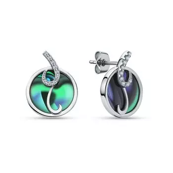 Серебряные серьги с фианитами и ракушками