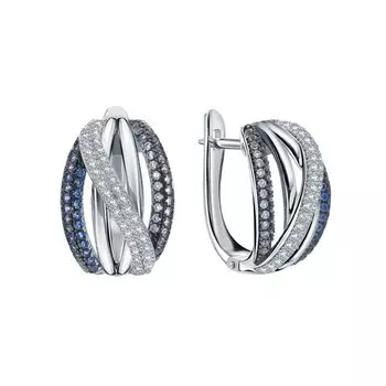 Серебряные серьги с фианитами и с синтетической шпинелью