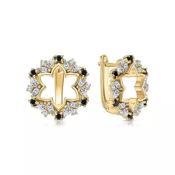 Серебряные серьги с фианитами и шпинелями природными