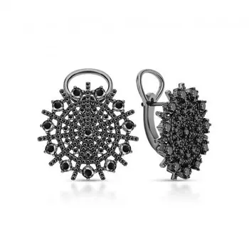 Серебряные серьги с фианитами и шпинелями природными