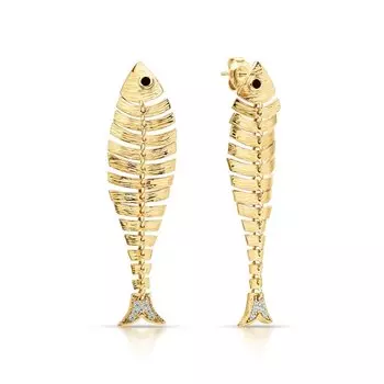 Серебряные серьги с фианитами и шпинелями природными