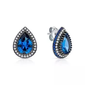 Серебряные серьги с фианитами и шпинелями природными