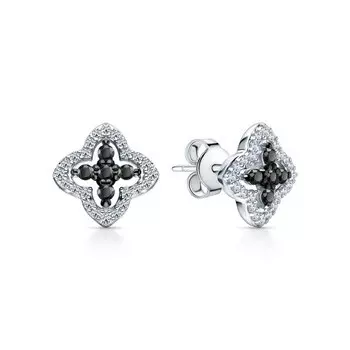 Серебряные серьги с фианитами и шпинелями природными