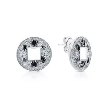 Серебряные серьги с фианитами и шпинелями природными