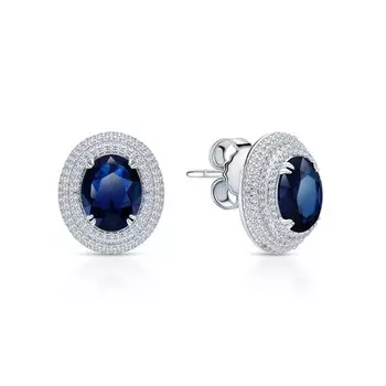 Серебряные серьги с фианитами и шпинелями природными