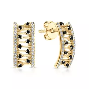 Серебряные серьги с фианитами и шпинелями природными