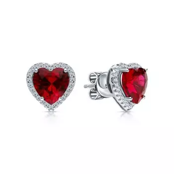 Серебряные серьги с фианитами и синтетическим корундом