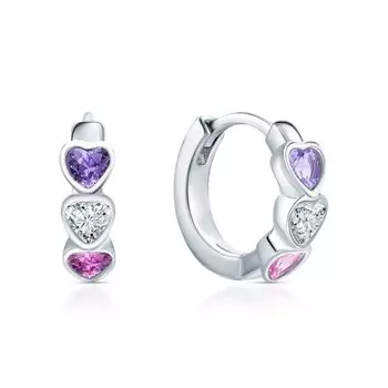 Серебряные серьги с фианитами и синтетическим корундом
