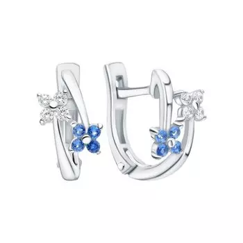 Серебряные серьги с фианитами и ситаллами