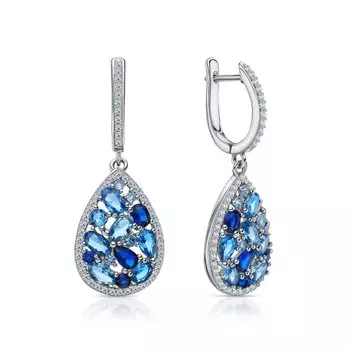 Серебряные серьги с фианитами и со шпинелью