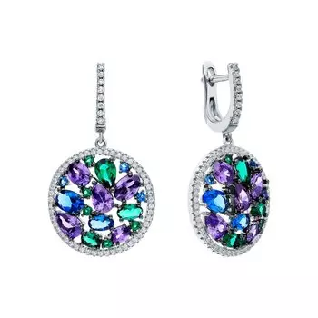 Серебряные серьги с фианитами и со шпинелью