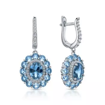 Серебряные серьги с фианитами и со шпинелью синтетической