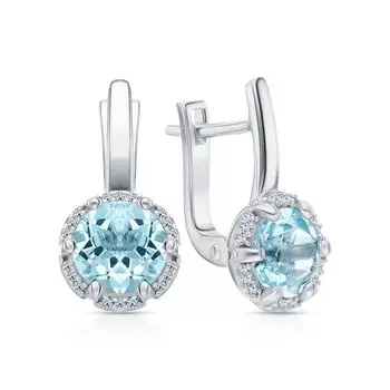 Серебряные серьги с фианитами и топазами