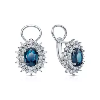 Серебряные серьги с фианитами и топазами