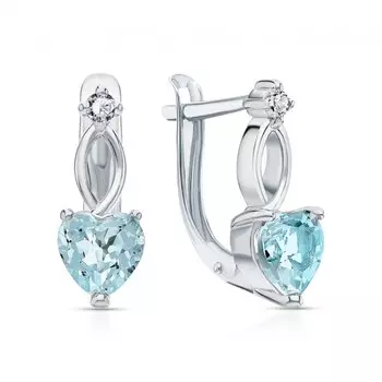 Серебряные серьги с фианитами и топазами природными