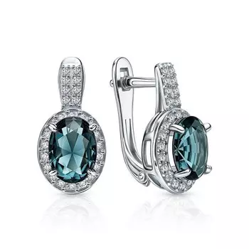 Серебряные серьги с фианитами и топазами синтетическими