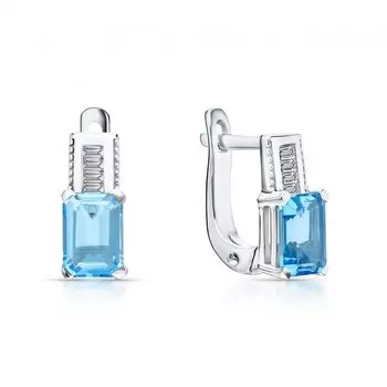 Серебряные серьги с фианитами и топазами природными