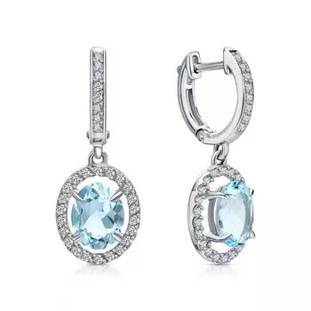 Серебряные серьги с фианитами и топазами природными