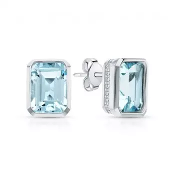 Серебряные серьги с фианитами и топазами природными