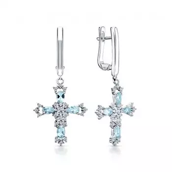 Серебряные серьги с фианитами и топазами