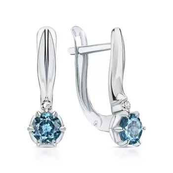 Серебряные серьги с фианитами и топазами природными