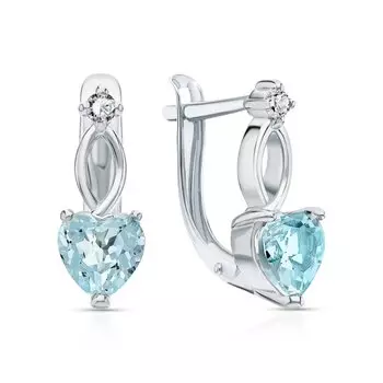 Серебряные серьги с фианитами и топазами природными