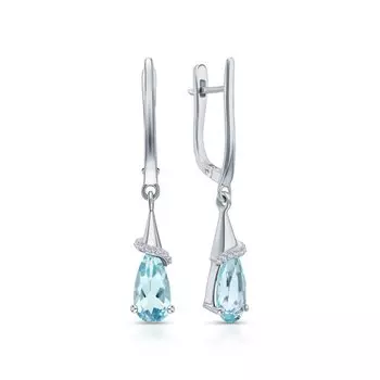 Серебряные серьги с фианитами и топазами природными