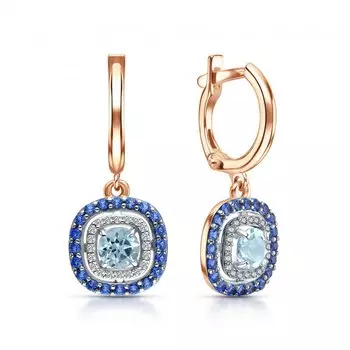 Серебряные серьги с фианитами и топазами природными