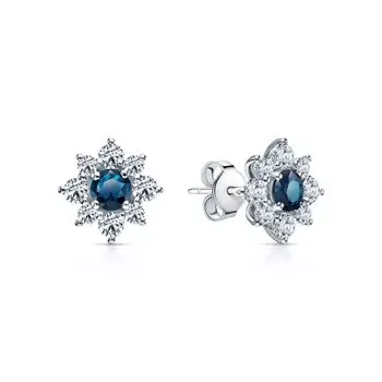 Серебряные серьги с фианитами и топазами природными