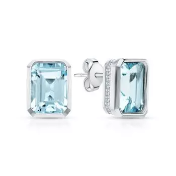 Серебряные серьги с фианитами и топазами природными